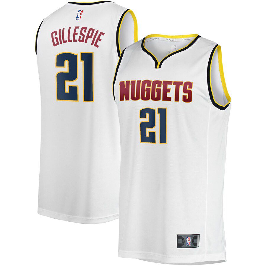 Men Denver Nuggets 21 Collin Gillespie Fanatics Branded White Fast Break Player NBA Jersey
